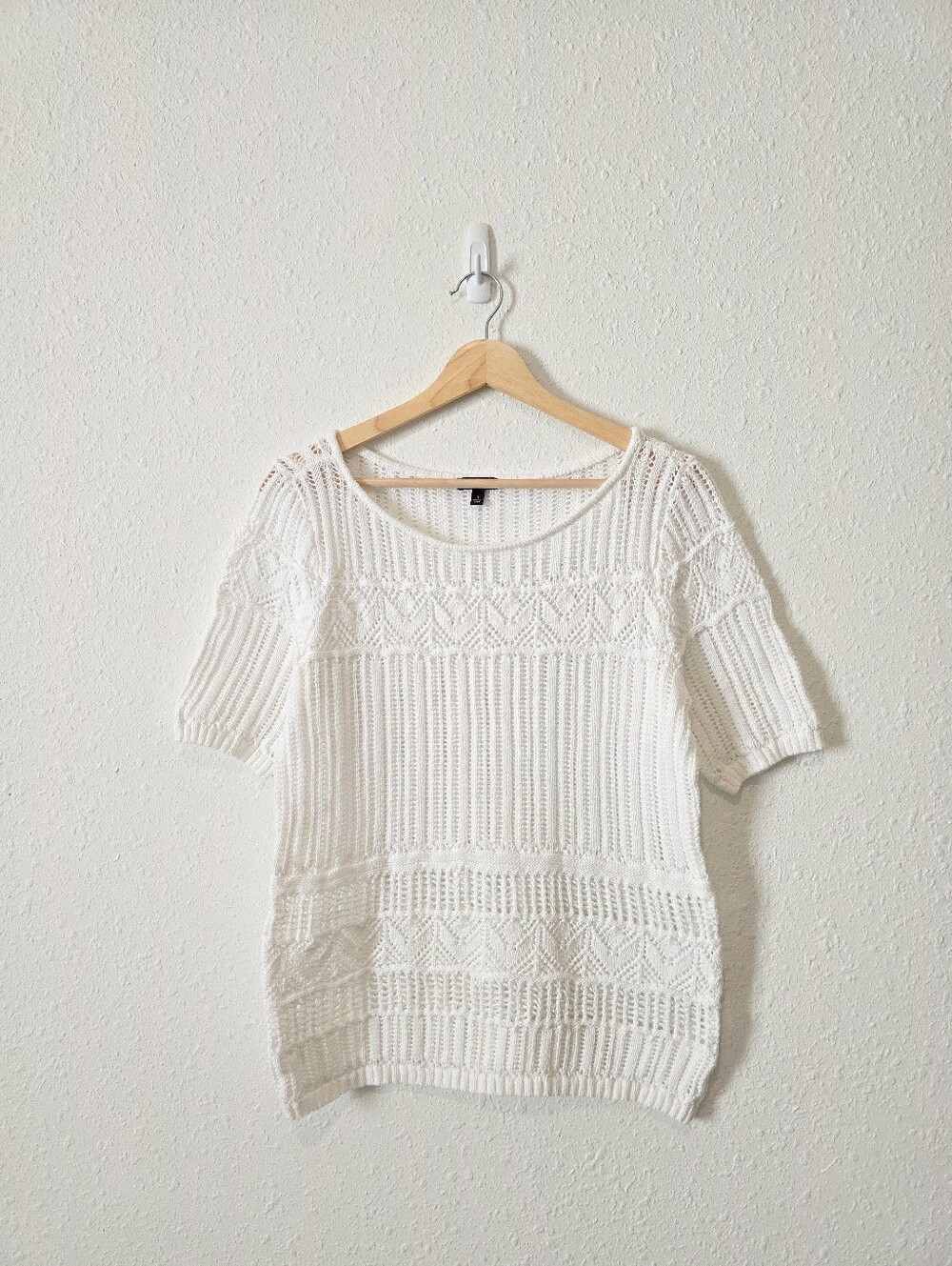 Talbots Relaxed Crochet Cotton Knit Tee S